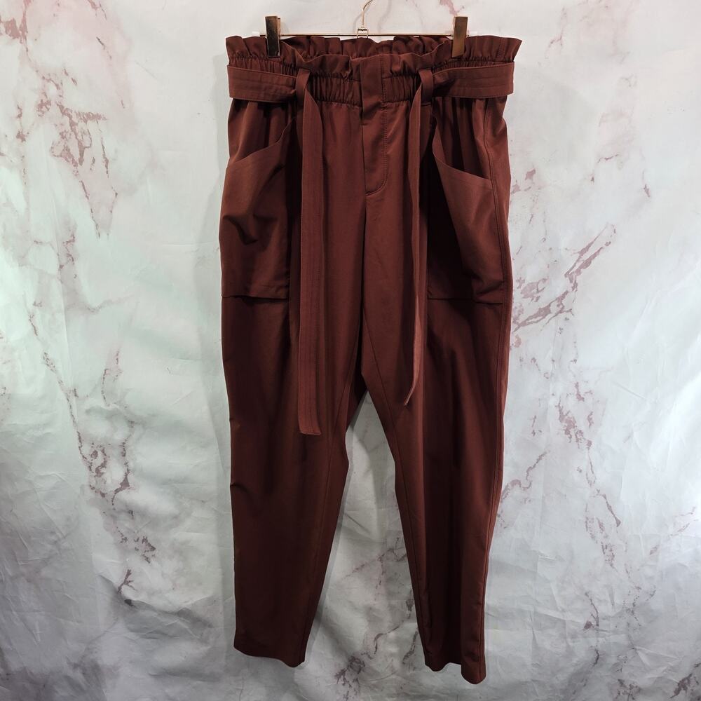 Athleta Pants Womens 10 X 28 Brick Rust Skylins Trouser High Rise Crop Paperbag